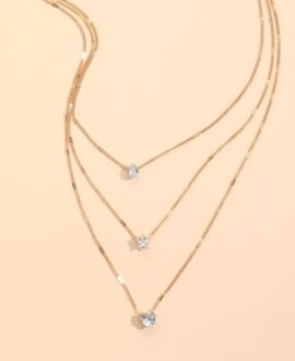 Zircon Necklace Multi-layer Five-pointed Star Love Water Drop Pendant