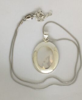 Silver Mother Of Pearl Necklace (Oval)