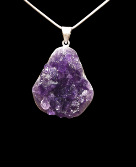 Druse Crystal Pendant on Silver Chain