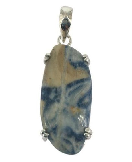Colorless Blue Scheelite Stone Sterling Silver Pendant