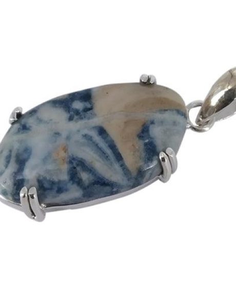 Colorless Blue Scheelite Stone Sterling Silver Pendant
