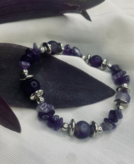 Purple Agate Chip Bracelet with Silver Spacers,Bohemian style bracelet