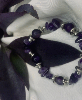 Purple Agate Chip Bracelet with Silver Spacers,Bohemian style bracelet