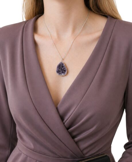 Druse Crystal Pendant on Silver Chain