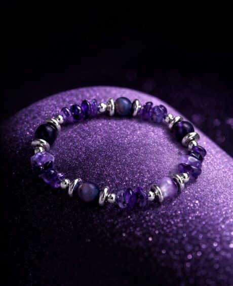 Purple Agate Chip Bracelet with Silver Spacers,Bohemian style bracelet