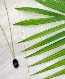 Black Quartz Pendant Necklace