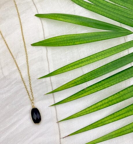 Black Quartz Pendant Necklace
