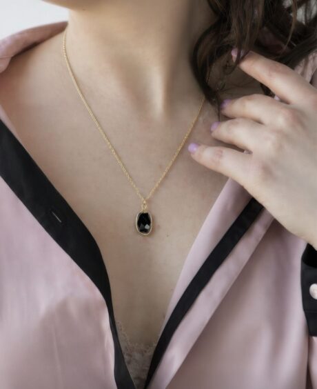 Black Quartz Pendant Necklace