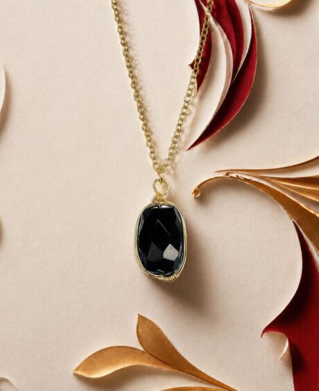 Black Quartz Pendant Necklace