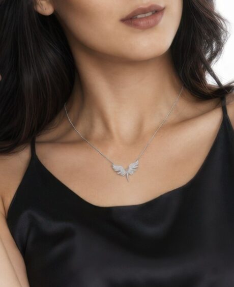 925 Sterling Silver Archangel Michael with White Stone for Women